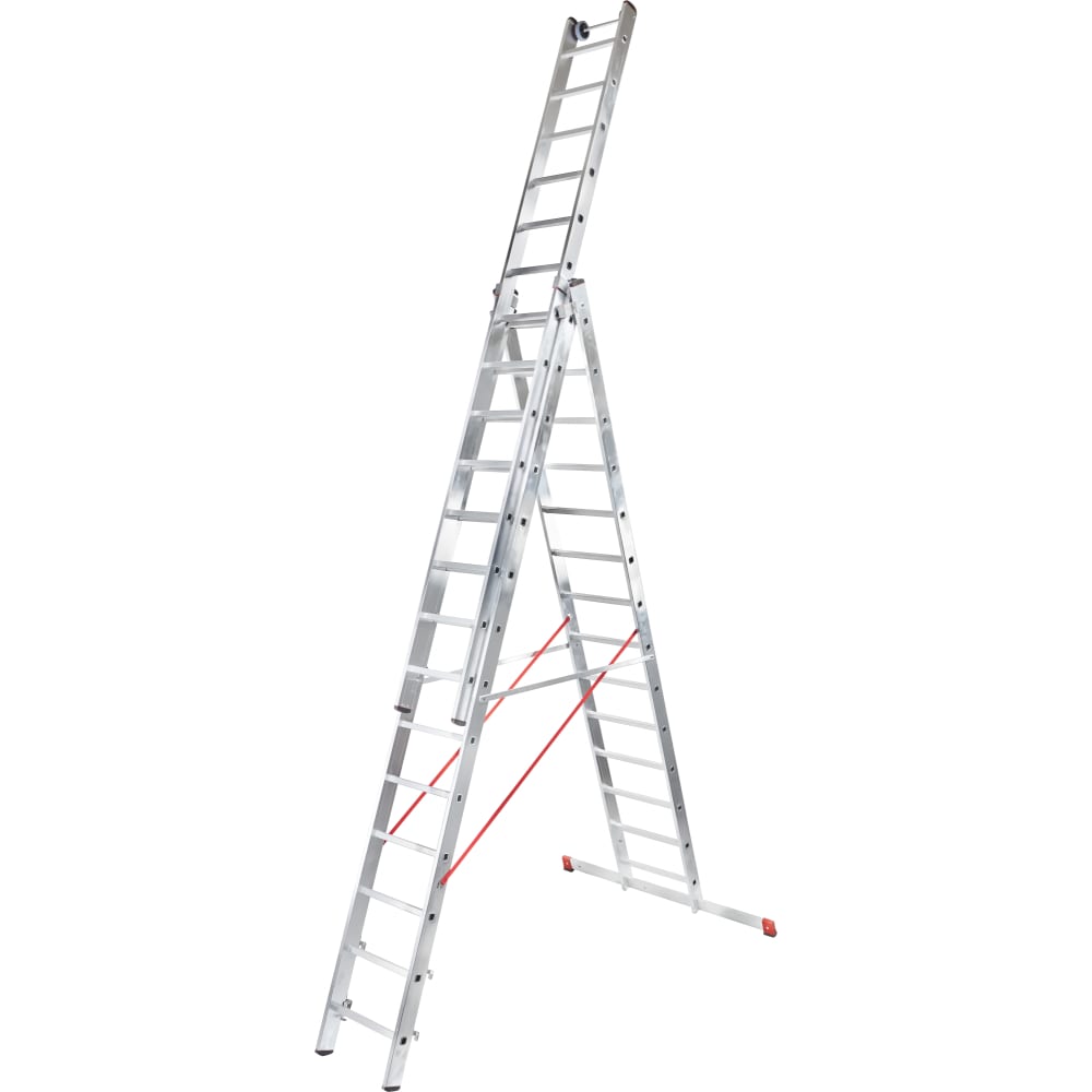 Индустриальная алюминиевая трехсекционная лестница Новая Высота 5230311