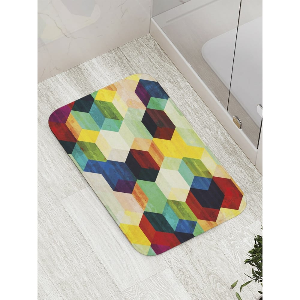 Противоскользящий коврик для ванной, сауны, бассейна JOYARTY Цветные пятиугольники