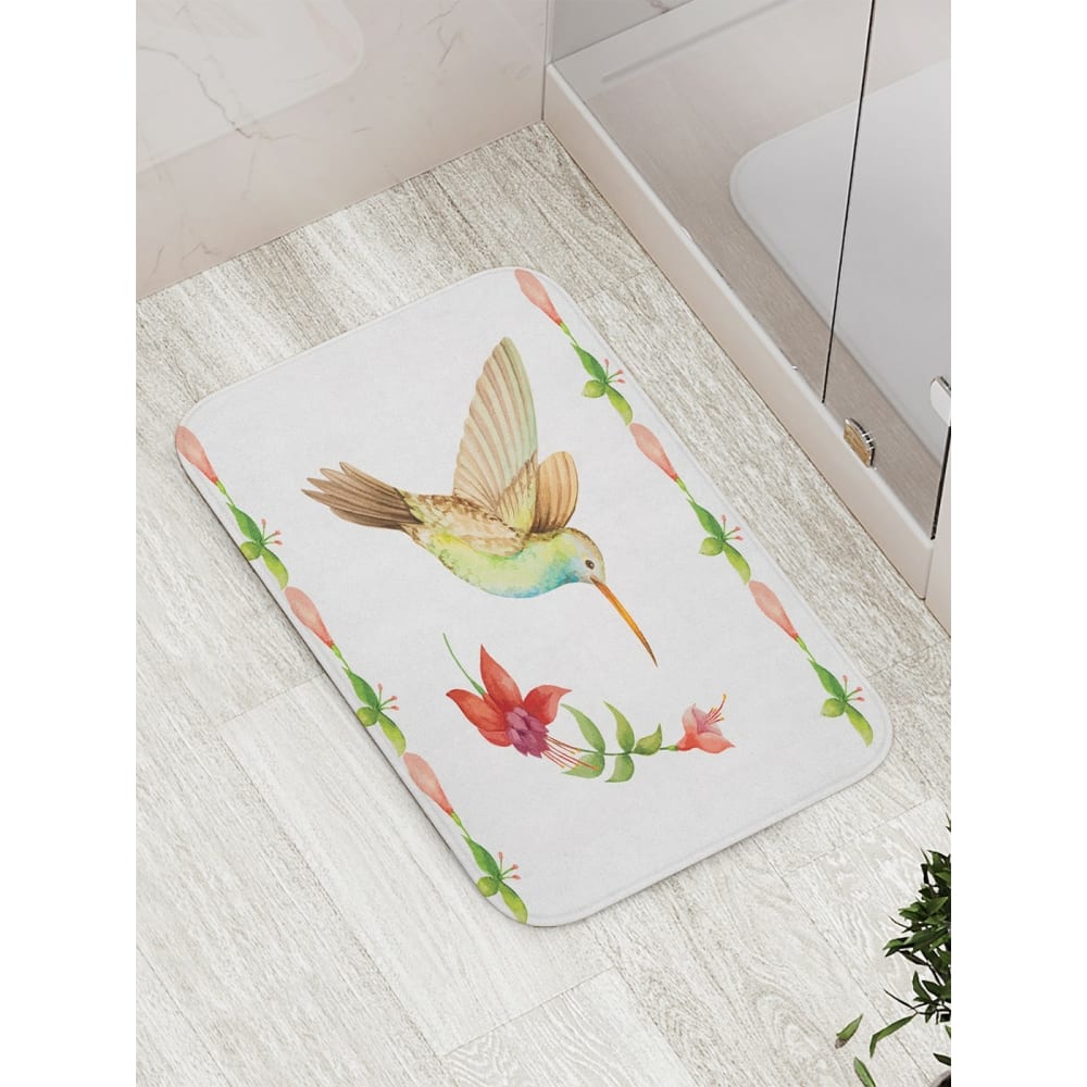 Противоскользящий коврик для ванной, сауны, бассейна JOYARTY Волшебная колибри