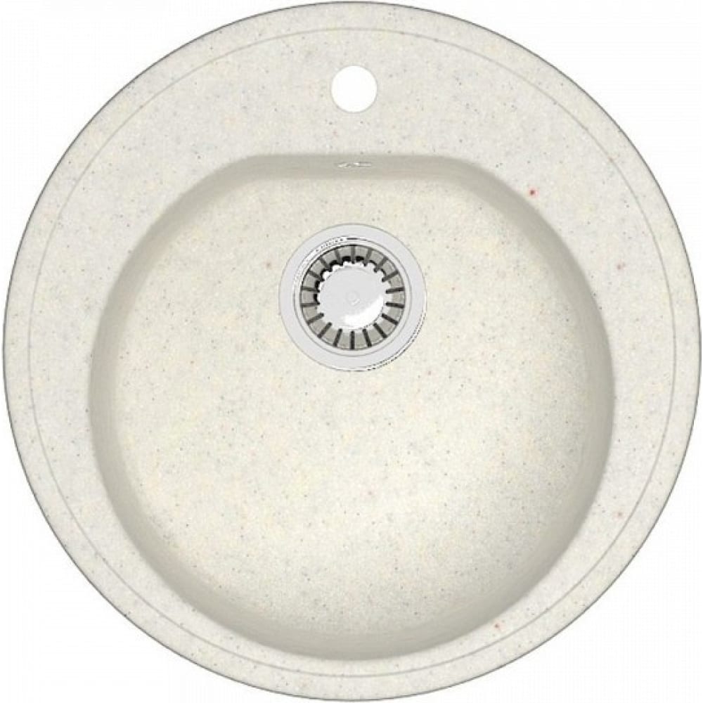 Кухонная мойка Teymi Lina D51, круглая, белая (хлопок) матовая T120103