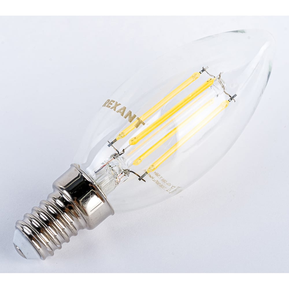 Филаментная диммируемая лампа REXANT Свеча CN35 7.5 Вт 4000K E14