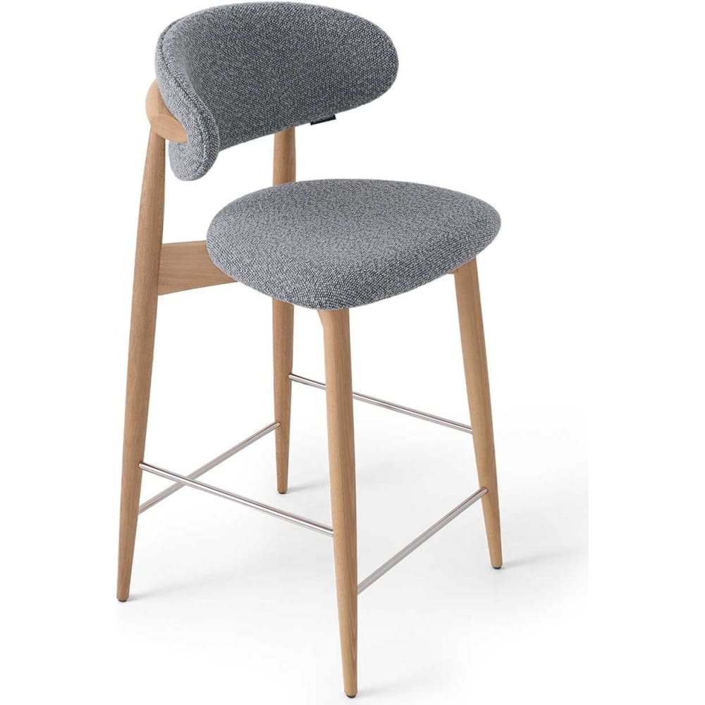 Полубарный стул BRADEX lucas светло-серый букле, с ножками цвета орех