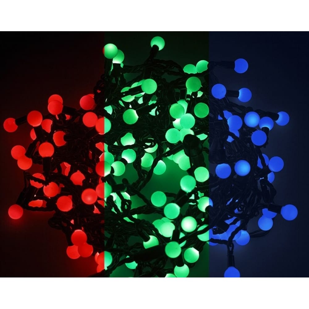 Гирлянда Neon-Night мультишарики d=18 мм 5м темно-зеленый ПВХ, 30LED RGB